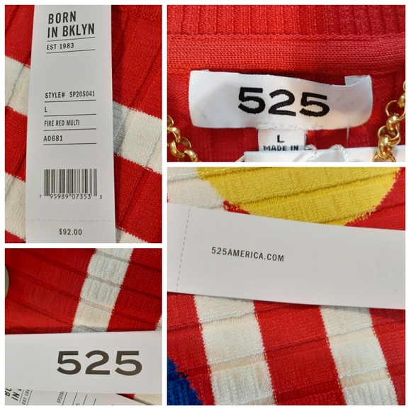 💎NWT 525 America Sun & Wave Red Striped Sweater - Picture 2 of 9